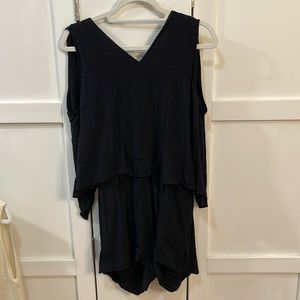 Madewell Black Open Back Romper with Cute Tie Detail